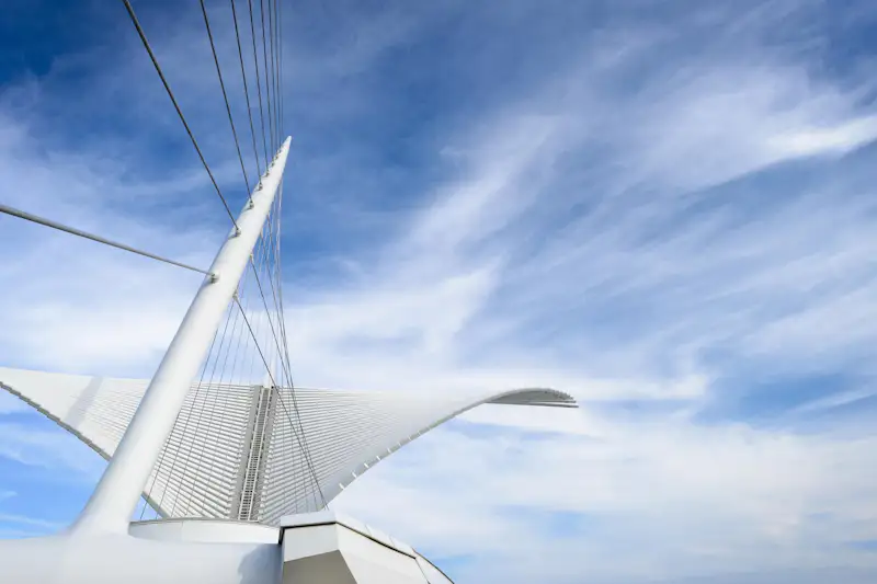 The Burke Brise Soleil against a blue sky